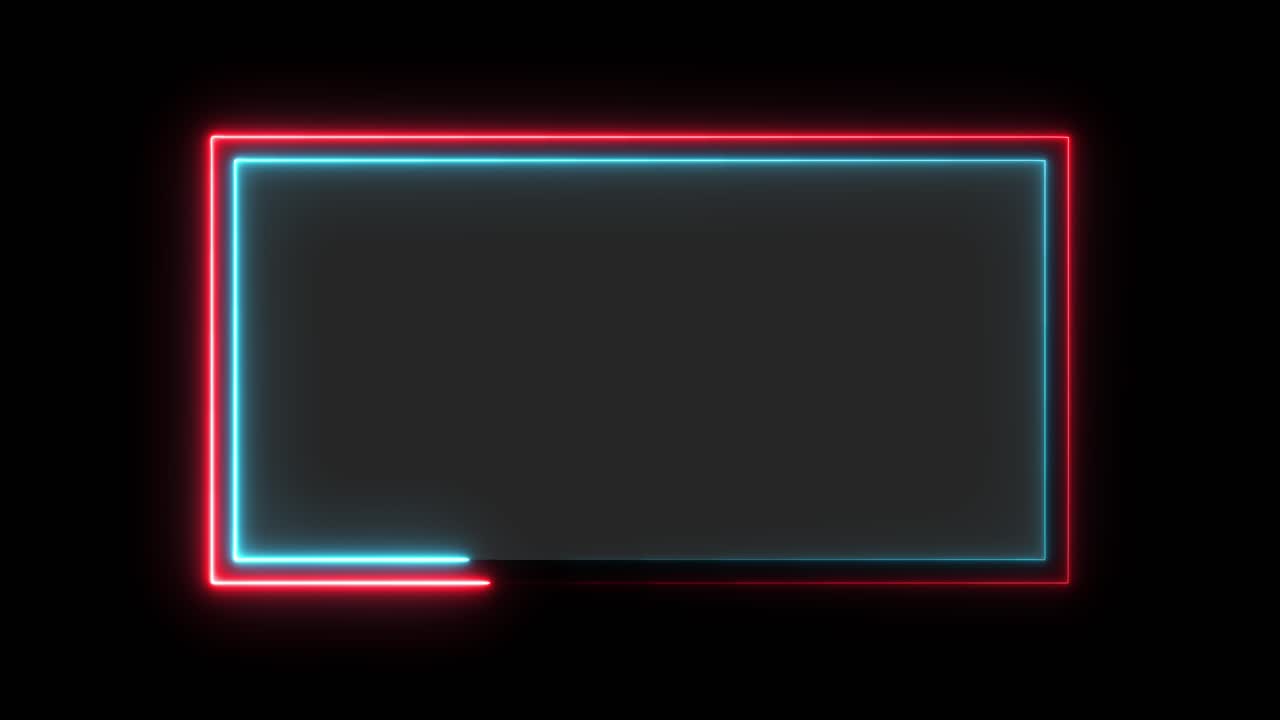 Neon Frame with Red and Blue Glowing Borders
