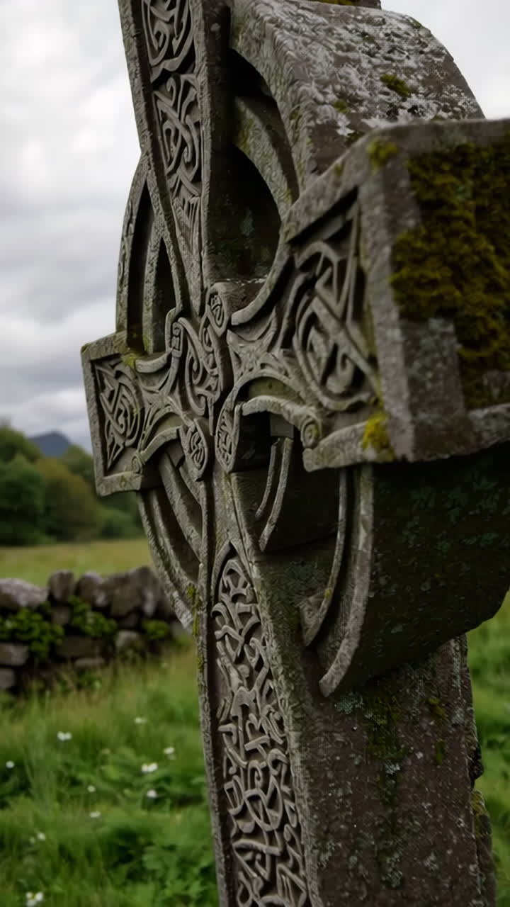 Intricate Celtic Cross Stone Carving