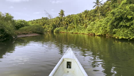 el arco del kayak navegando en el río saleri goa india