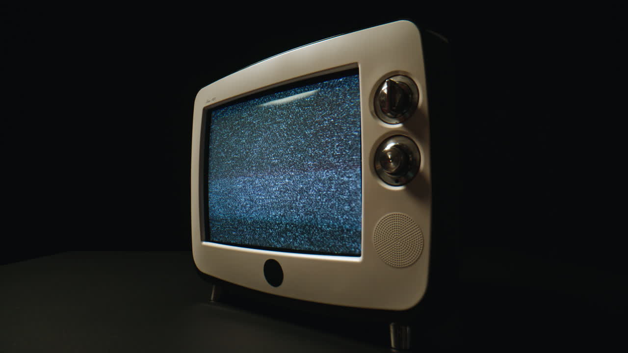 Macro television screen noise with interference pattern flickering at display