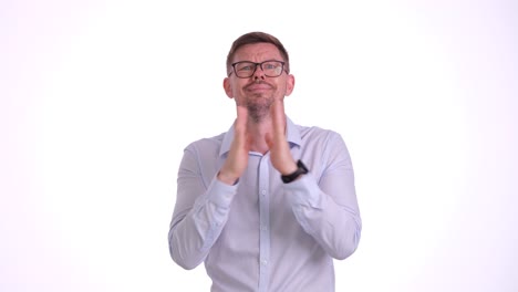 Man Expressing Hope and Wishes with Gestures