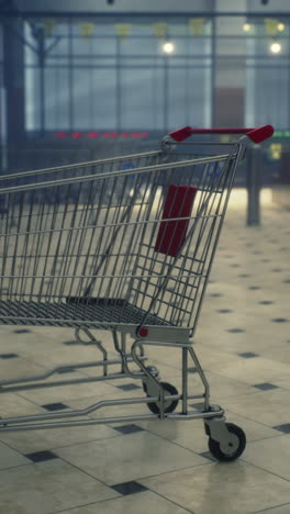 empty shopping cart in supermarket