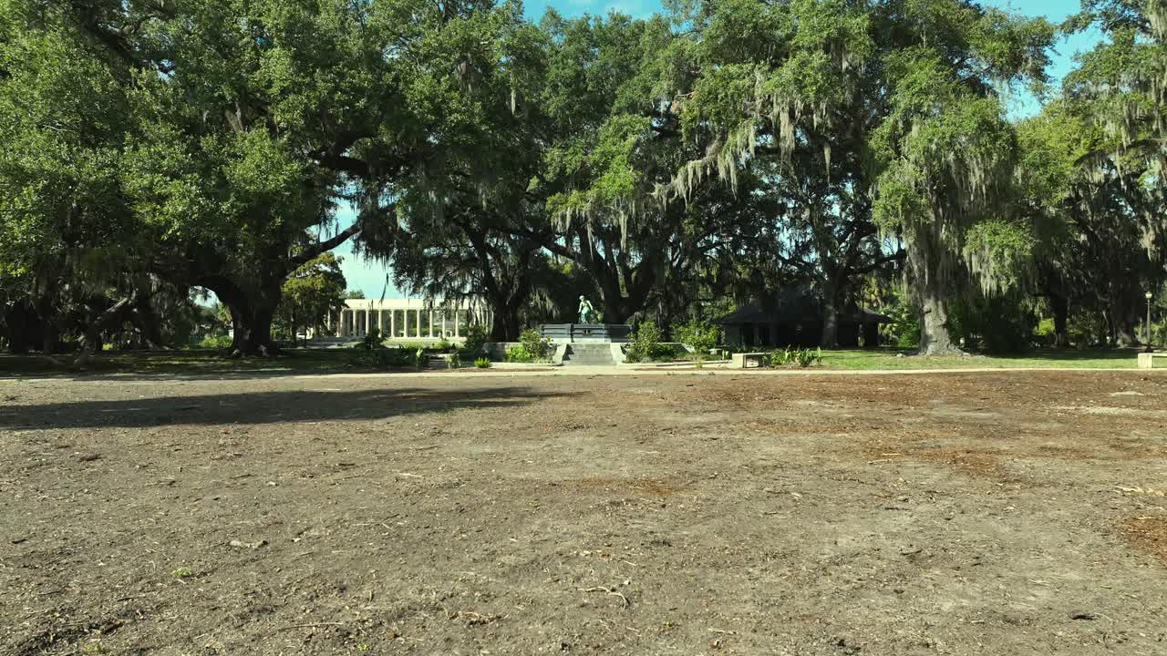vista aérea de la fuente en el parque de la ciudad en nueva orleans