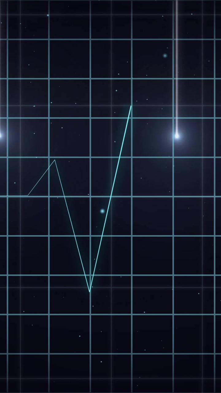 Animation of cardiograph and light trails on black background