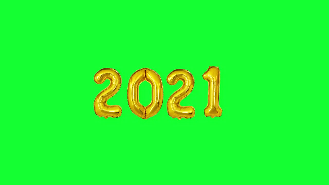 2021 Ballons schwebend isoliert auf Greenscreen Looping-Video