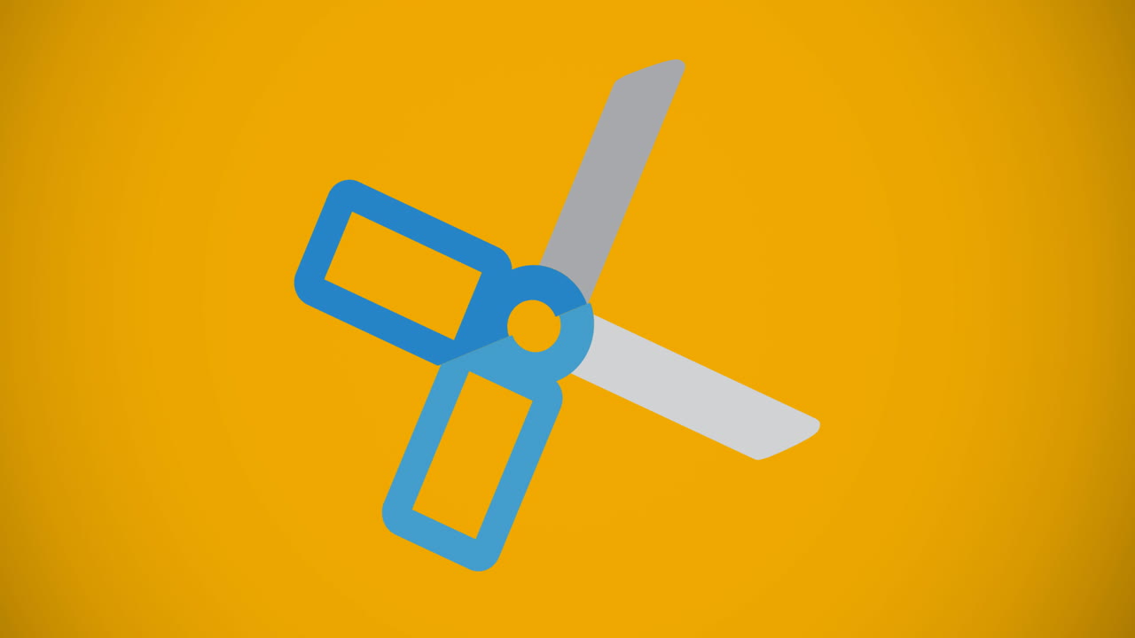 Animation of scissors digital icon on orange background