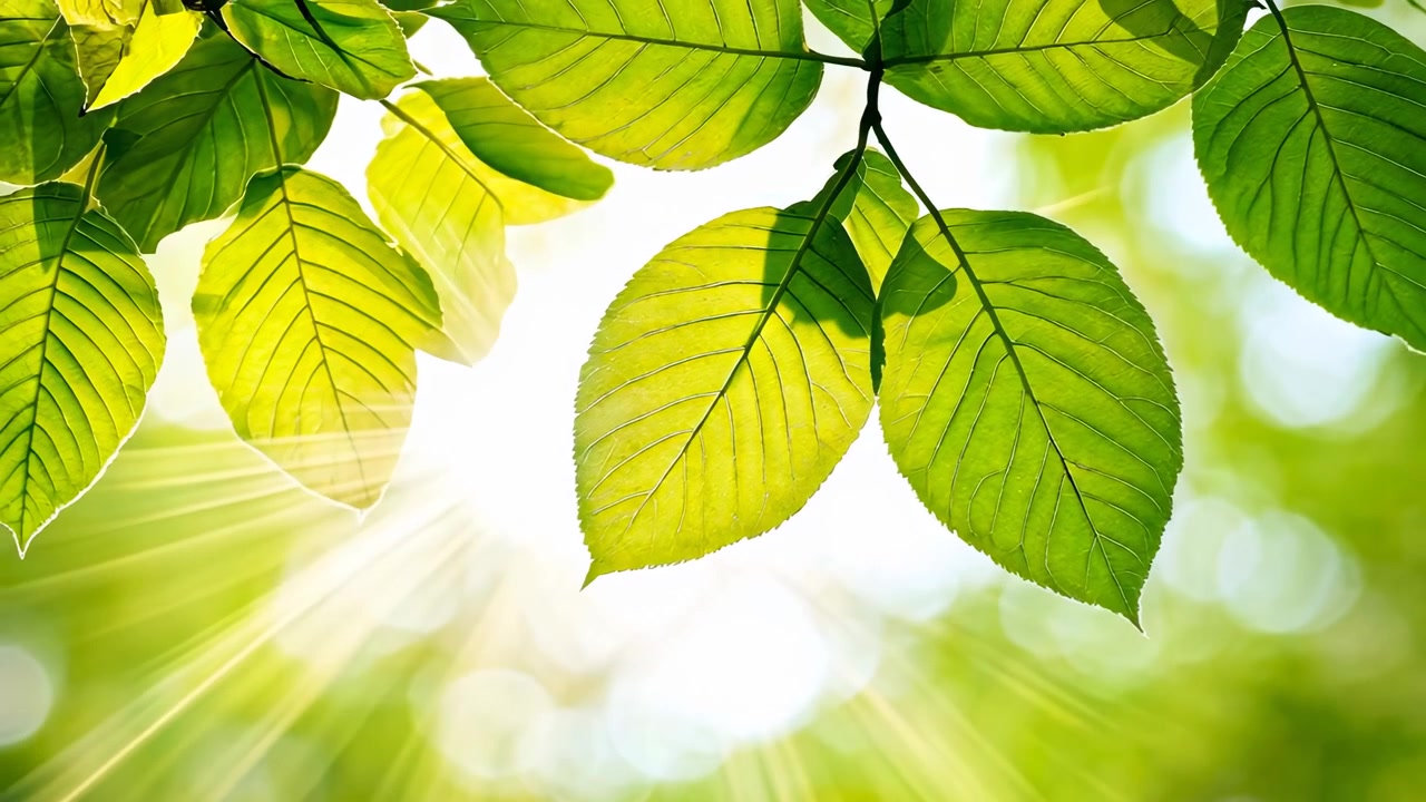 Vibrant Green Leaves Illuminated by Bright Sunlight
