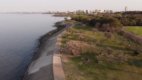 people relaxing along rio de la plata river, buenos aires