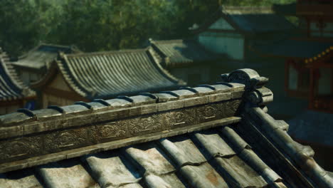 close-up of a chinese temple rooftop