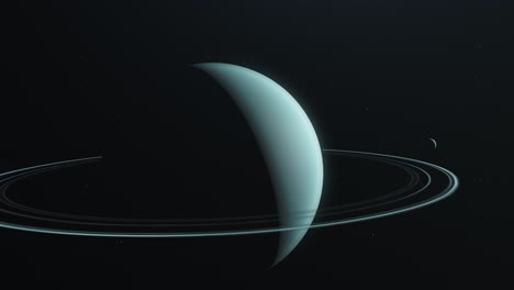 uranus planet in outer-space in the solar system - zoom out, orbit