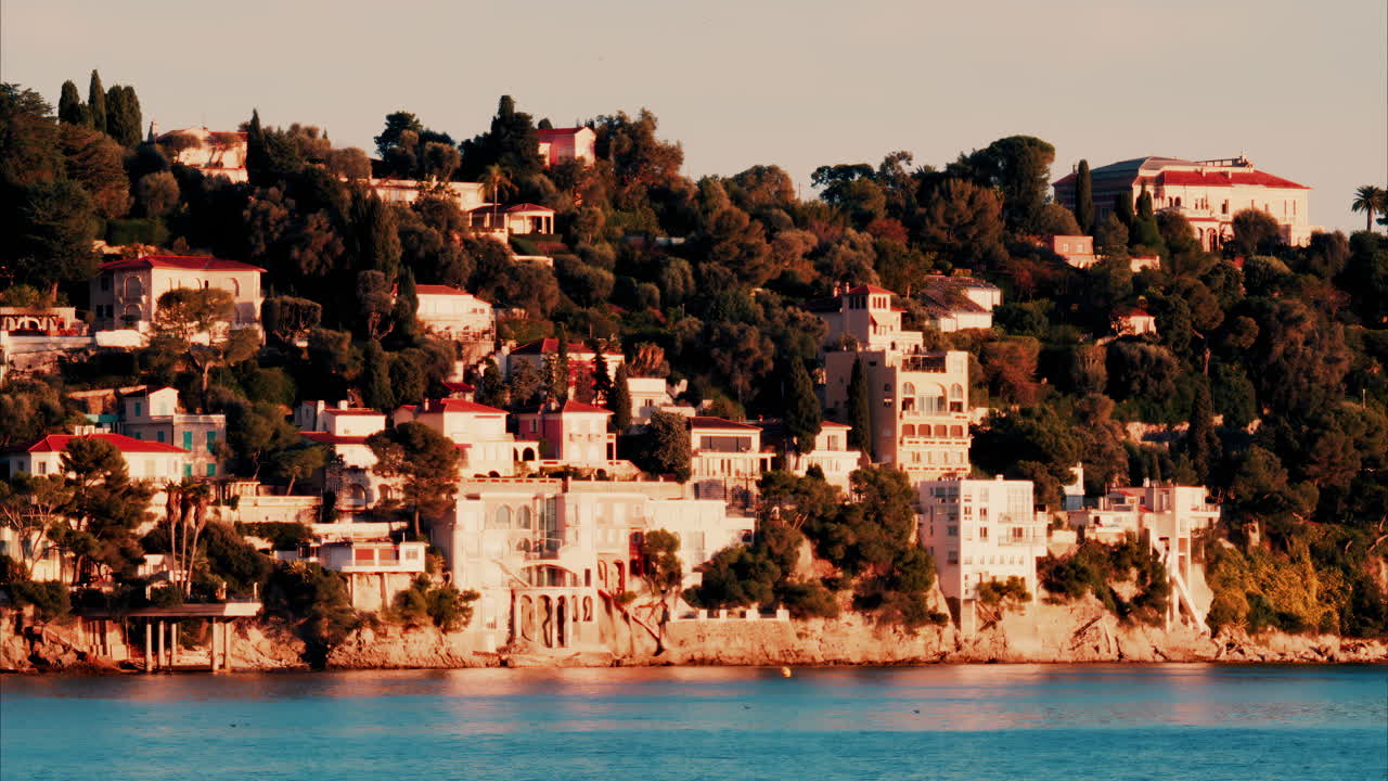 The coastline of Villefranche sur Mer on the French Riviera in daylight