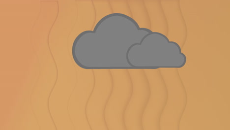 animación de iconos de nubes sobre textura ondulada en un patrón sin costuras contra un fondo naranja
