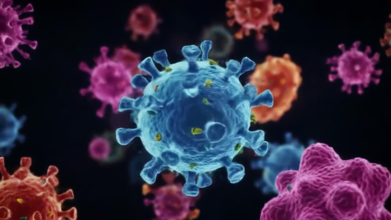 Intricate Visual Representation of Viruses: A Close-Up Exploration of Colorful Viral Structures Illustrating Their Unique Shapes and Characteristics