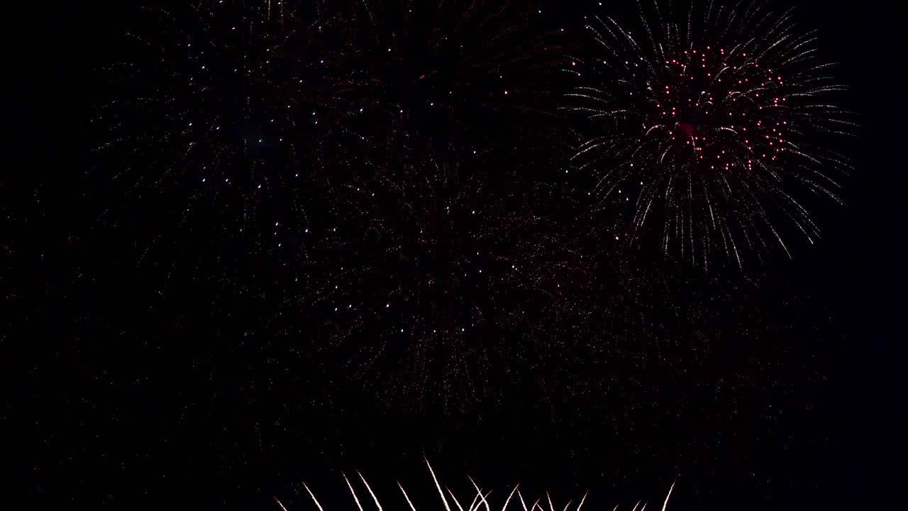 Beautiful colourful fire work display at night for celebration in festival