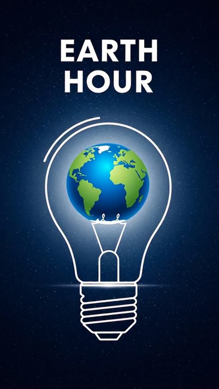 Earth hour animation with rotating planet inside light bulb | Premium ...