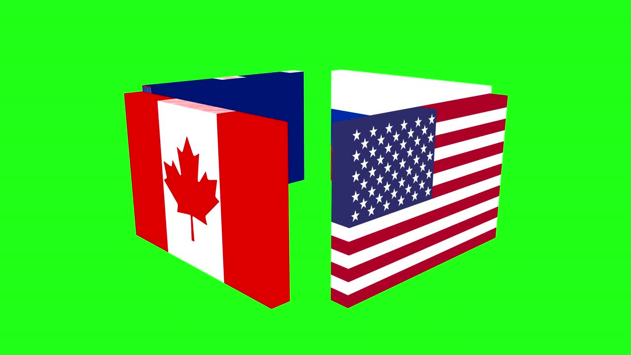 세계 주요 강국의 발이 회전합니다. 녹색 화면 배경, 4k 애니메이션.