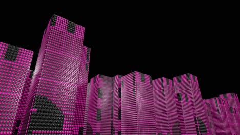 led skyscrapers scrolling graphics buildings city 4k