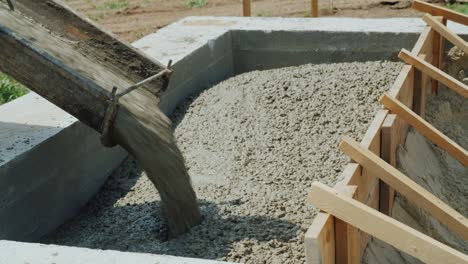 pour concrete into the plinth. construction of private houses concept