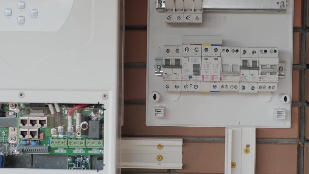 un electricista instalando un inversor en un hogar. la imagen muestra habilidad técnica, herramientas modernas y atención a la seguridad en el trabajo eléctrico