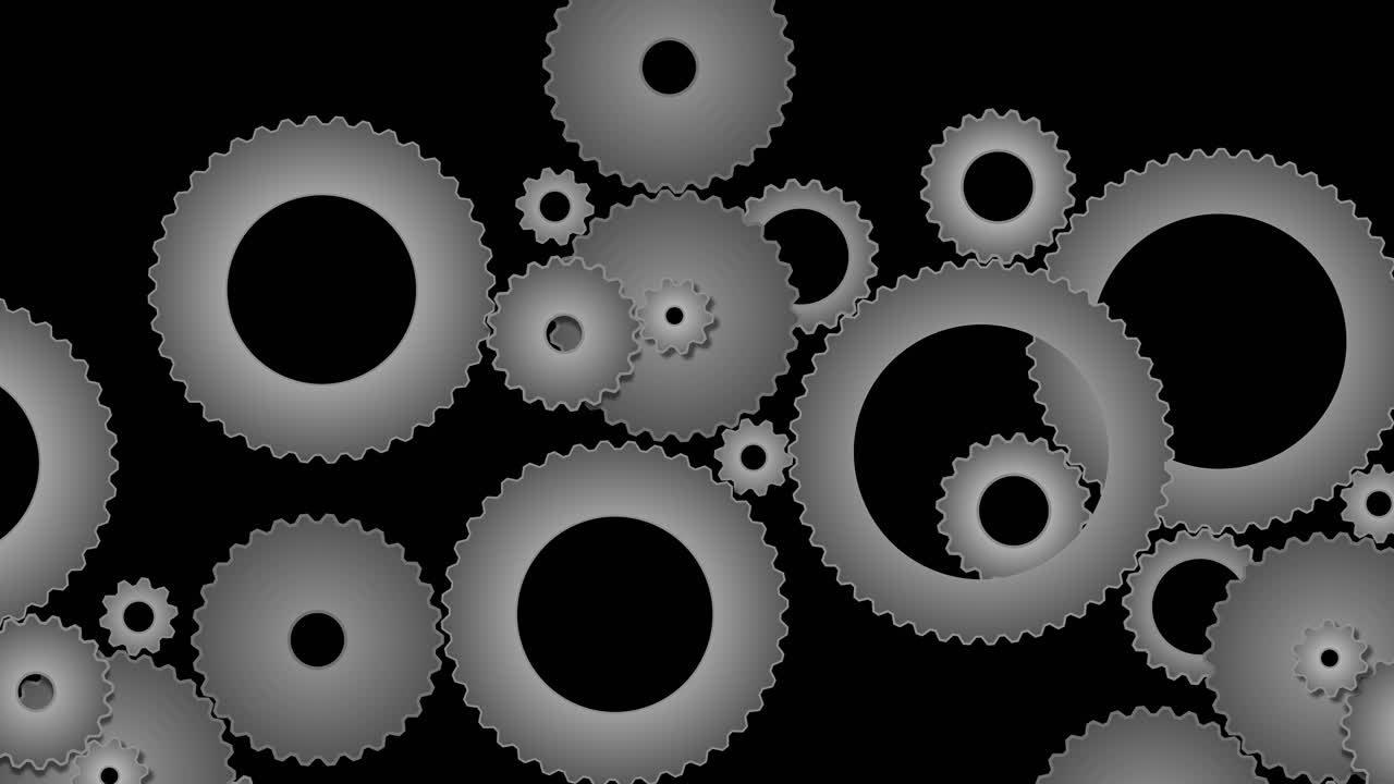 Rotating cogs and gears loopable animation abstract background showing a complex industrial mechanism in perpetual motion