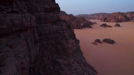 sandstone rocks and cliffs at sunrise in tassili n'ajjer national park, illizi, algeria