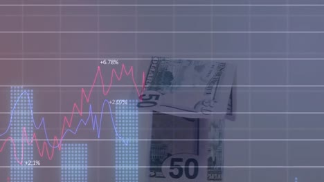 Animation-of-financial-data-processing-over-house-with-american-dollar-bills