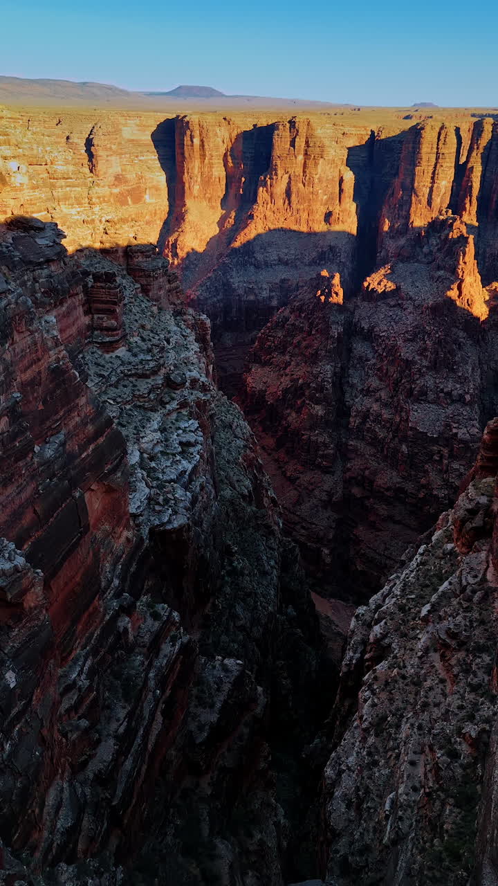 Flight in the spectacular canyon watching the steep rocks. Drone footage in Marble Canyon, Arizona, USA. Vertical video