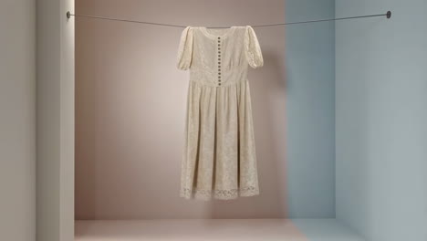 elegant white dress hanging on a line