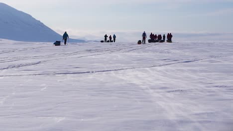 a clip of a group of people skiing in the arctic