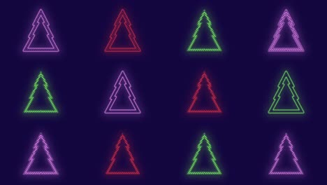 neon colorful christmas trees pattern
