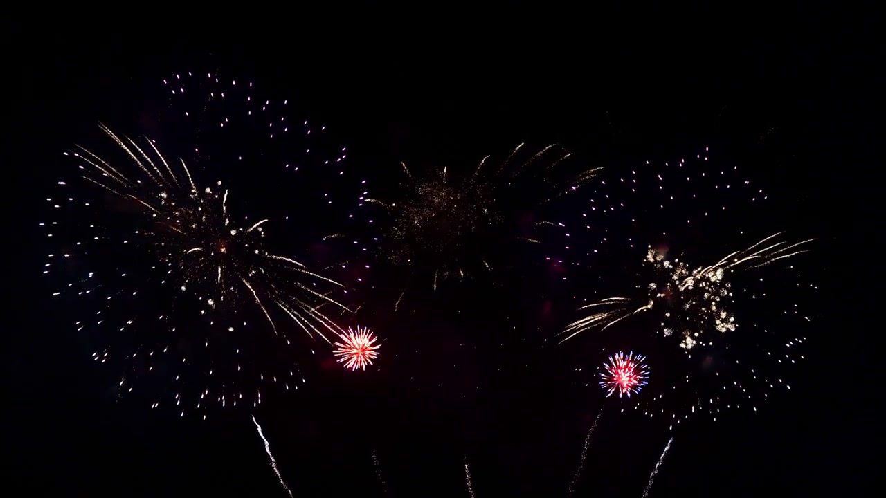 Beautiful colourful fire work display at night for celebration in festival