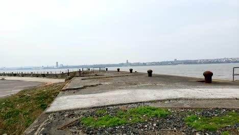 rundown and derelict dockland waterfront abandoned with the downturn of trade