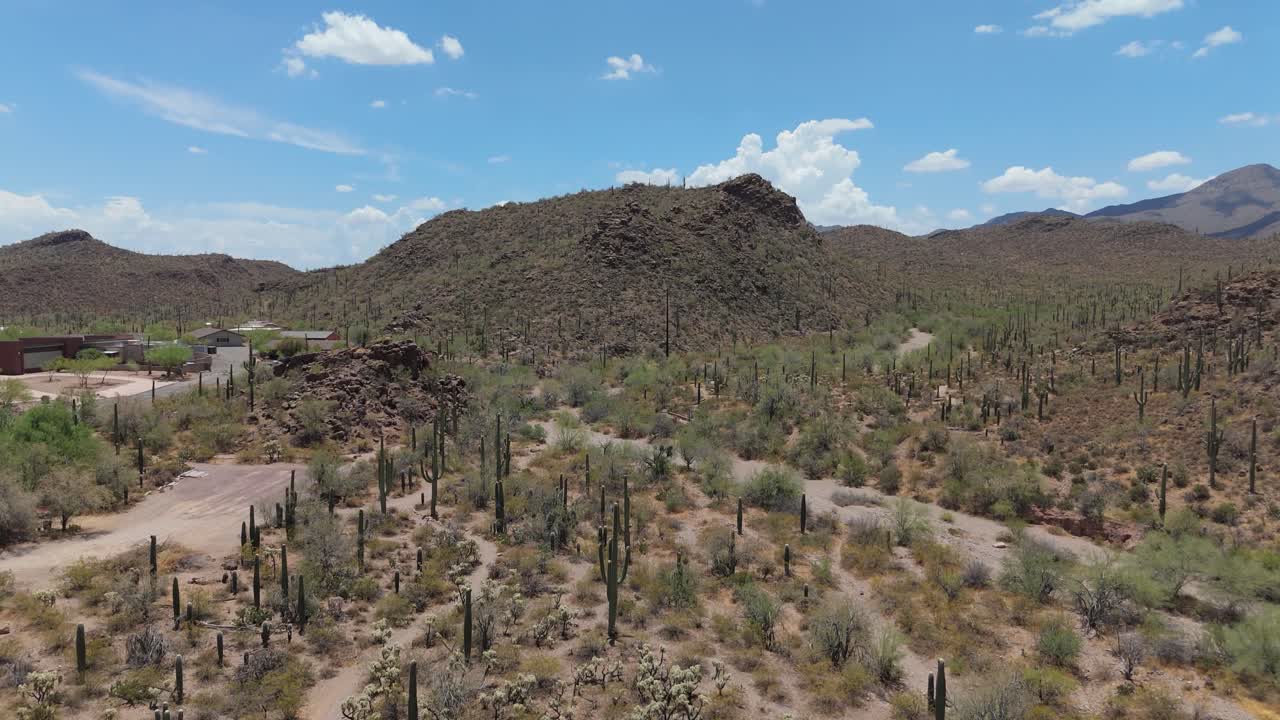 Drone view of a desert mountain.