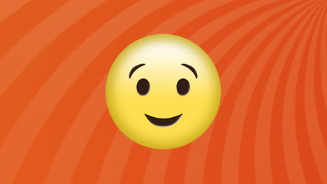 animation of happy emoji over striped background