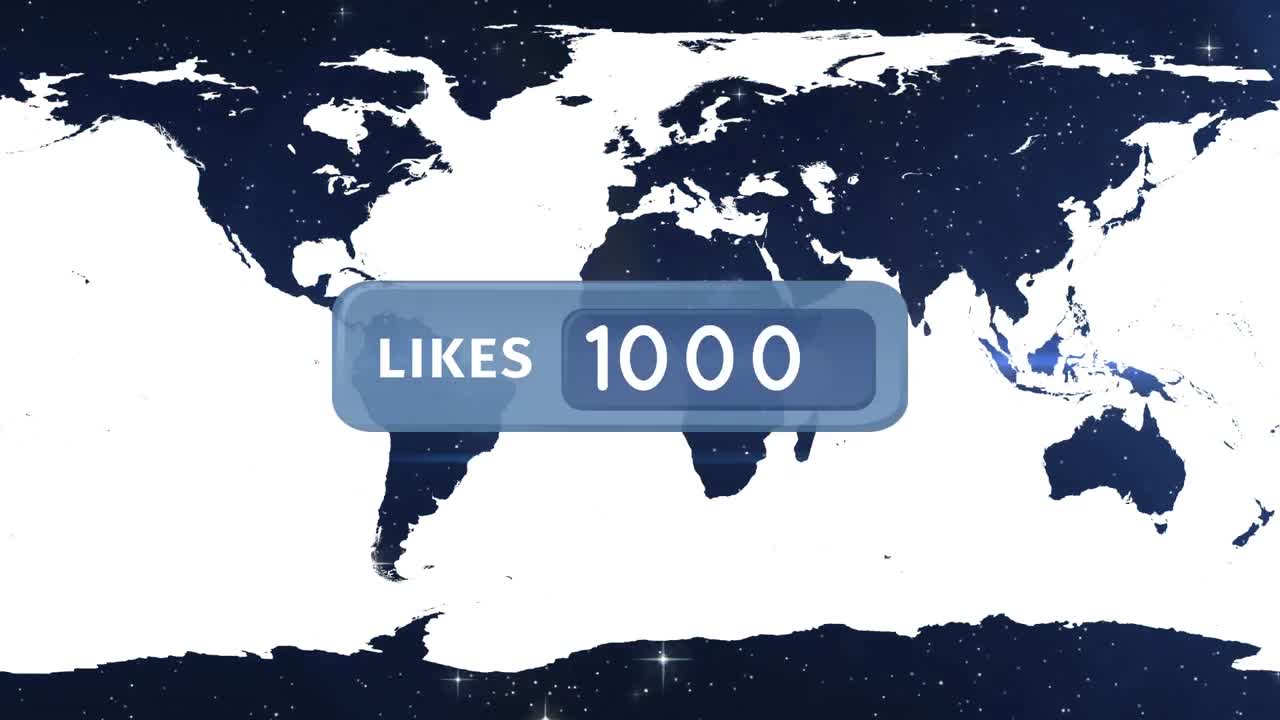 Social media icon and world map