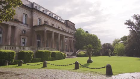 Gimbal-Push-in-of-Palacio-Sans-Souci,-or-Sans-Souci-Palace,-in-Buenos-Aires-Argentina-in-4K