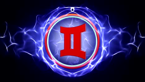 el signo del zodiaco gemini en partículas animación de anillo, fondo, bucle