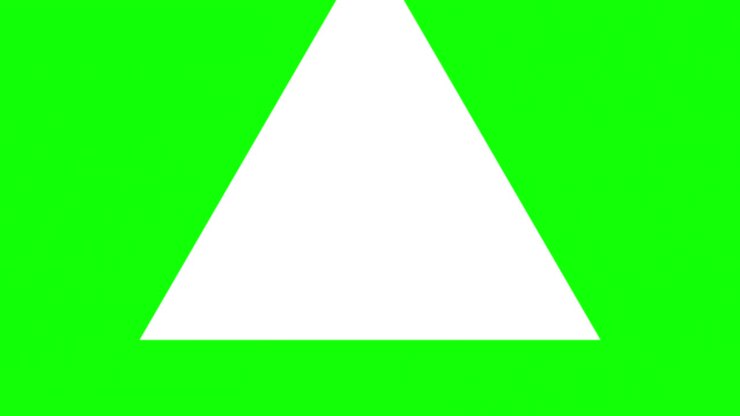 Green background and multiple moving triangles, Zoom in and out repeatedly