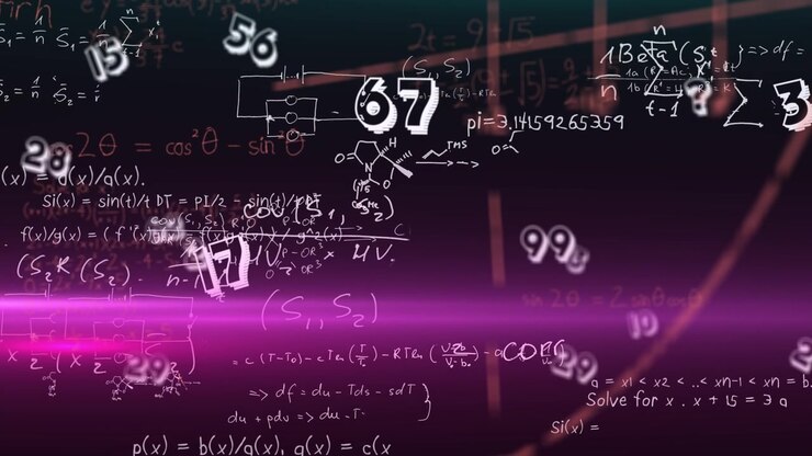 Animation of mathematical equations on black background
