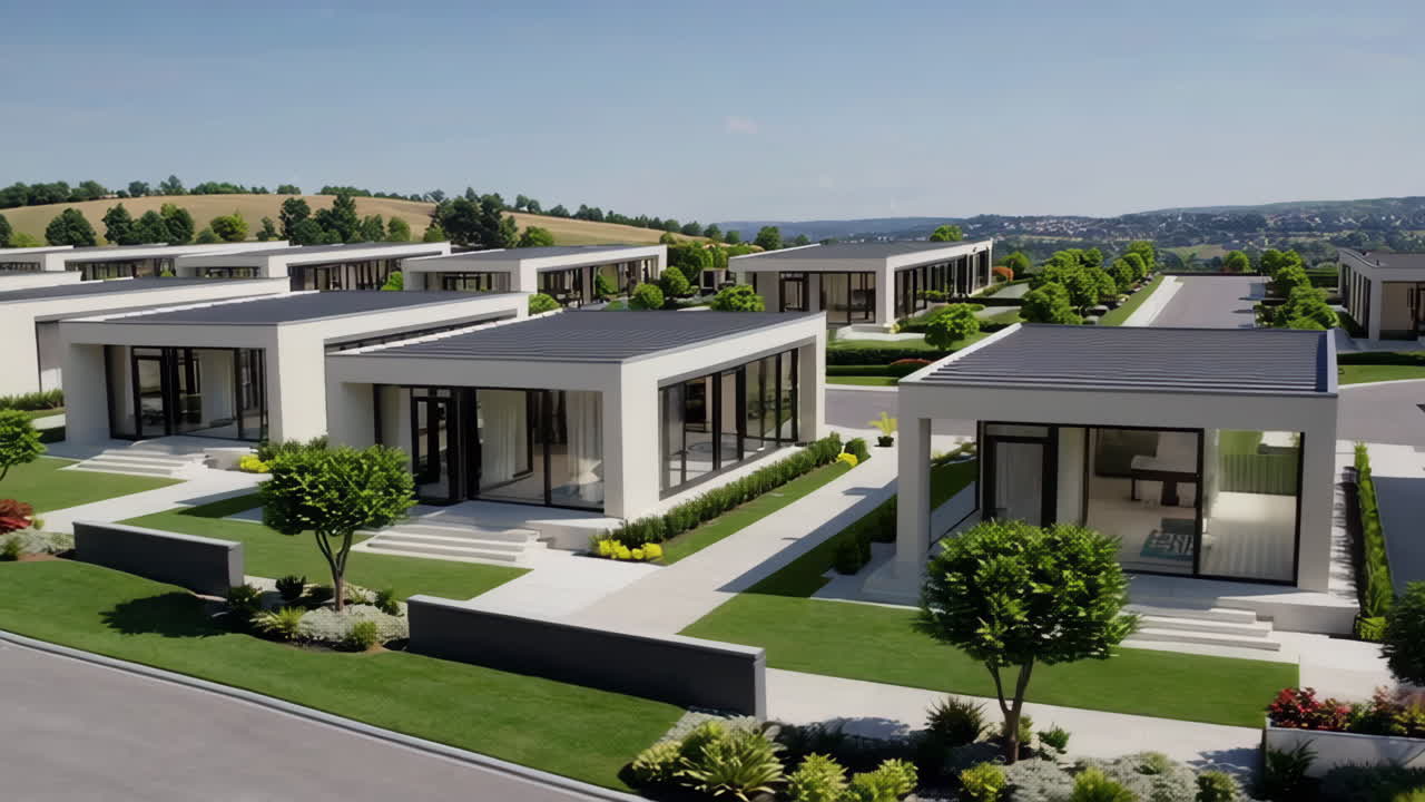 Modern Residential Development with Contemporary Homes in a Lush Landscape
