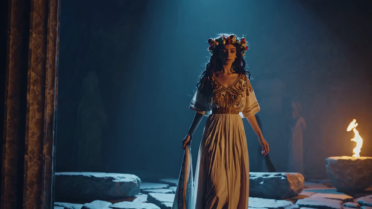 древняя богиня в величественном храме