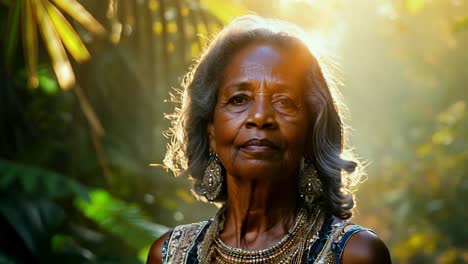 retrato de una hermosa mujer negra anciana