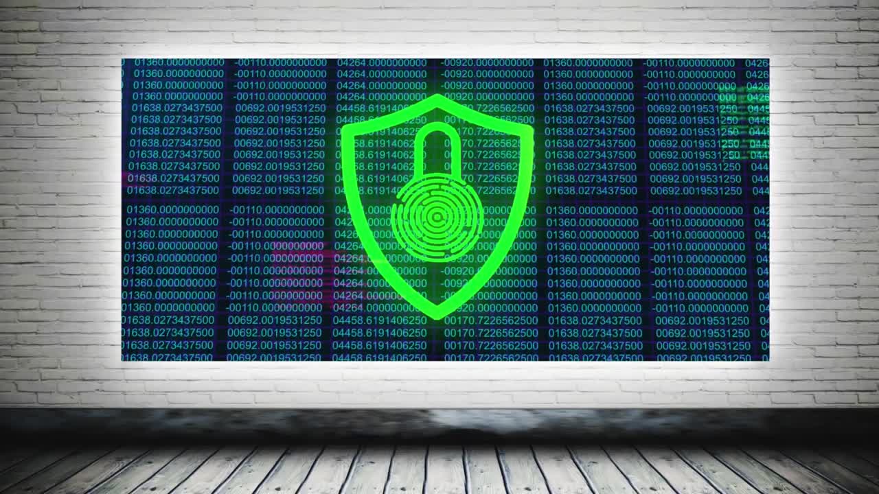 icono de candado de seguridad y procesamiento de datos en pantalla