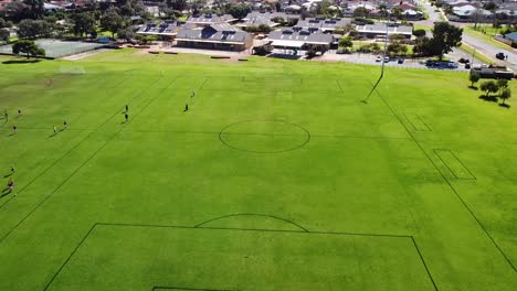 aerial view over community football field, riverlinks park clarkson perth