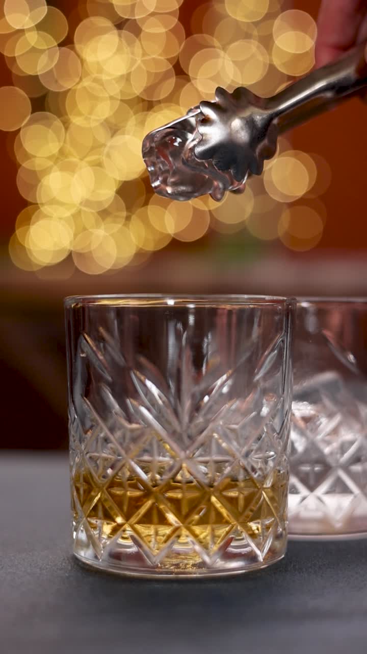Adding Ice to a Whiskey Glass