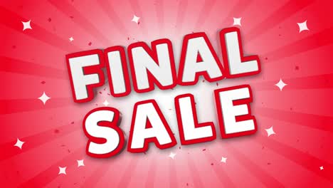 final sale 3d text on red sparkling falling confetti background ad promotion discount offer sale