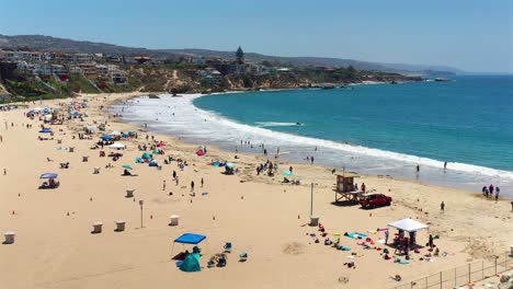 aerial view over corona del mar beach, in newport beach, california