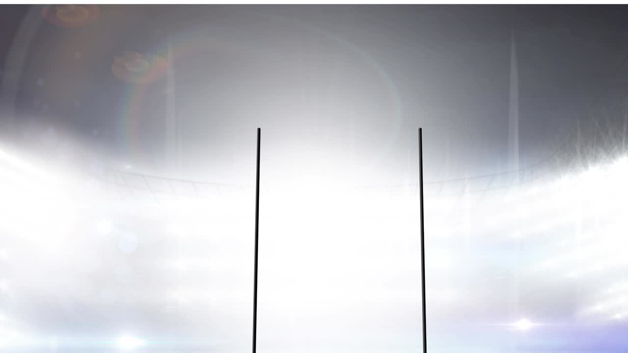 홍수 조명 스포츠 스타디움 에서 아메리칸  ⁇  골 포스트 의 애니메이션