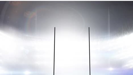 animación de los postes de fútbol americano en el estadio deportivo iluminado