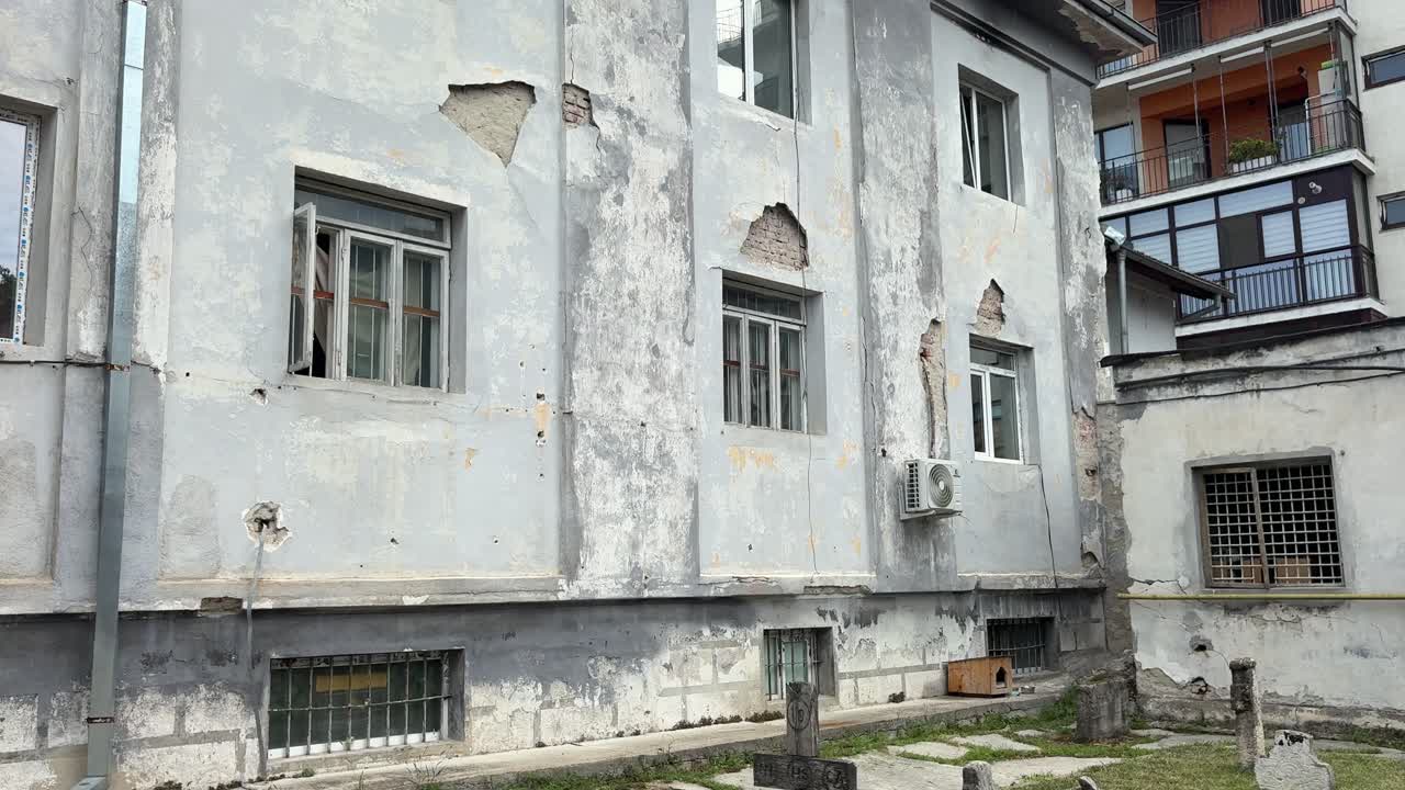 Courtyard tombs in the communist prison of Sibiu, Romania